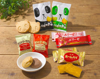 Selection of Japanese cookies and wafers with opened samples