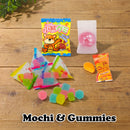Selection of Japanese mochi and gummy candies