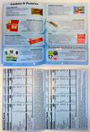 English snack guide pages with product and nutrition information