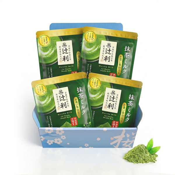 Japan Green 抹茶 3パックセット Matcha Latte Uji Double Rich Milk by Tsujiri, Kyoto Japan (600g 4