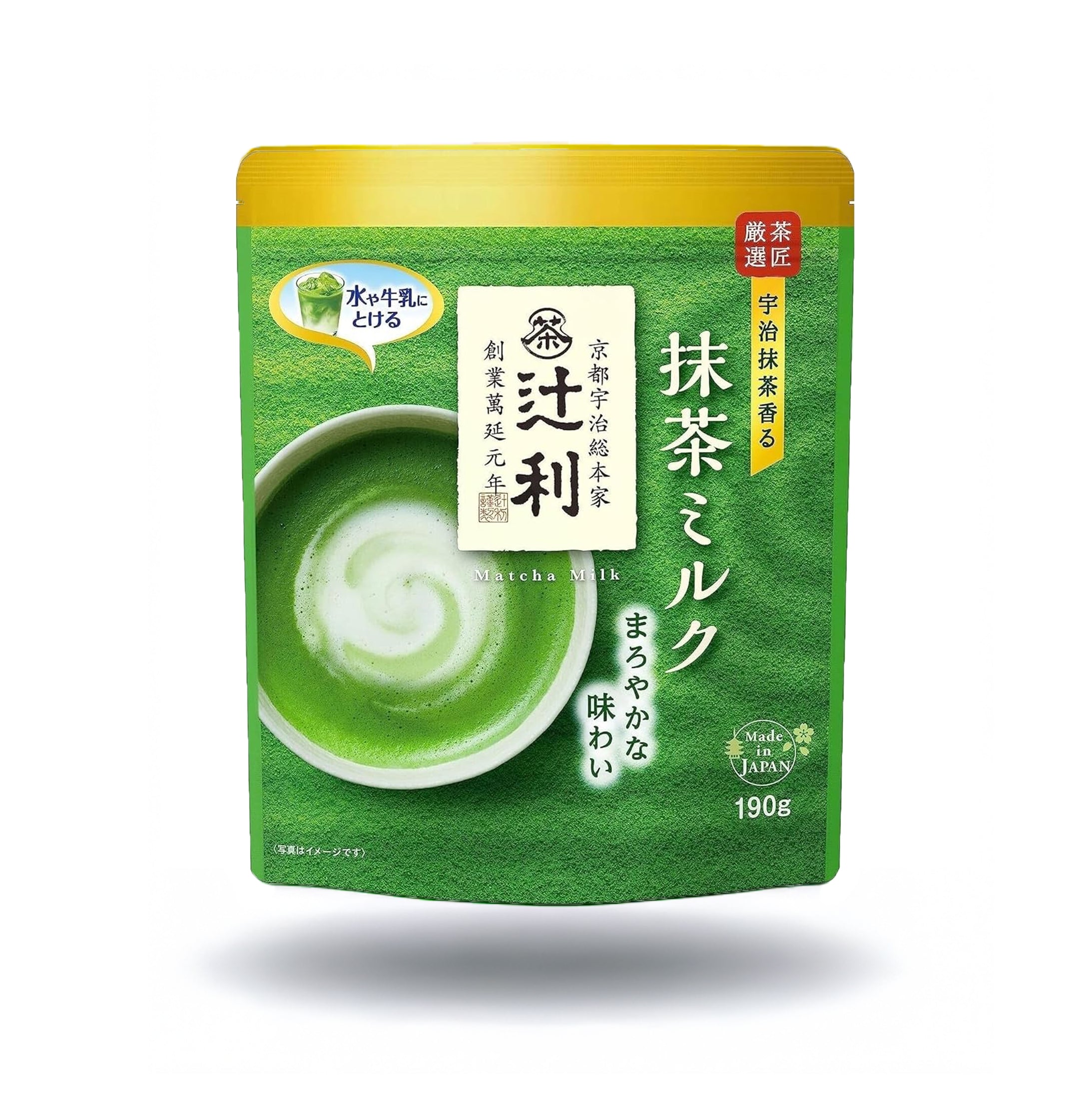 Mild Matcha Latte Uji Milk by Tsujiri, Kyoto Japan (760g 4 Pack Gift Box)